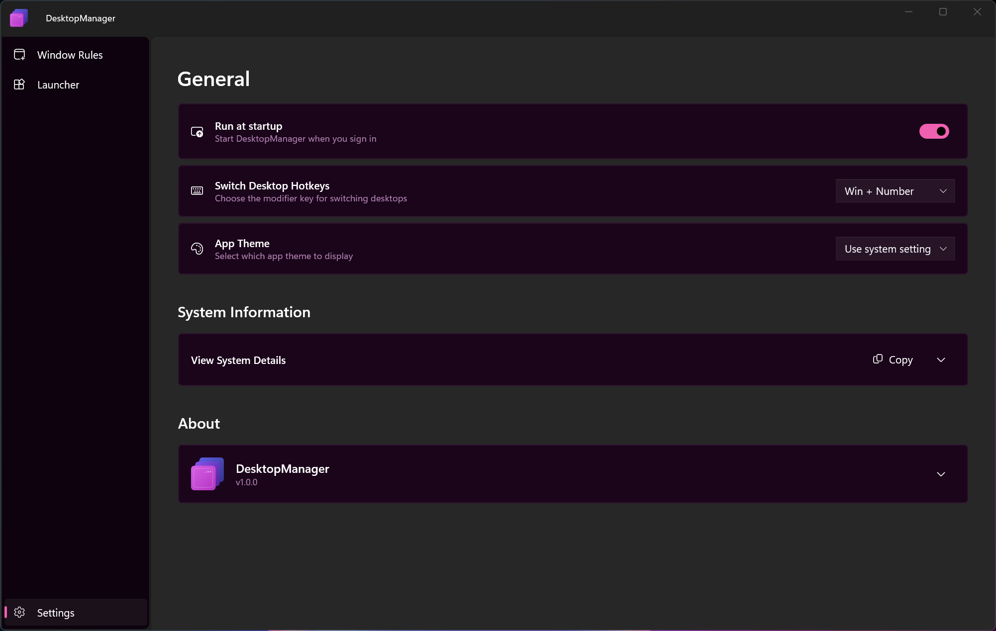 Settings Configuration